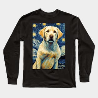 Golden Retriever Dog Breed in a Van Gogh Starry Night Art Style Long Sleeve T-Shirt